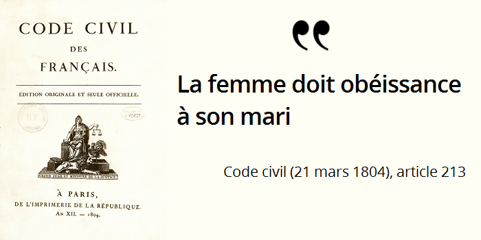 Code civil La femme doit obéissance à son mari