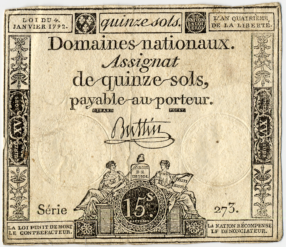 14 decembre 1789 : création des assignats